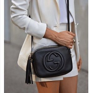 GUCCI Soho Leather Crossbody Bag Black
